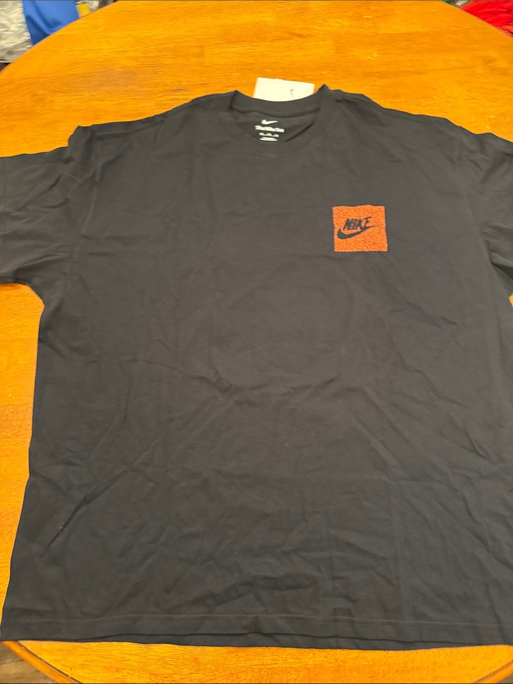 Nike Men’s Black Short Sleeve Tee with Orange Chest Patch basketball xxl